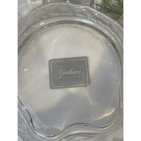 GORHAM Holiday Traditions Crystal Glass Santa Treat Jar 9 1/4" Made In Germany - Picture 2 of 8